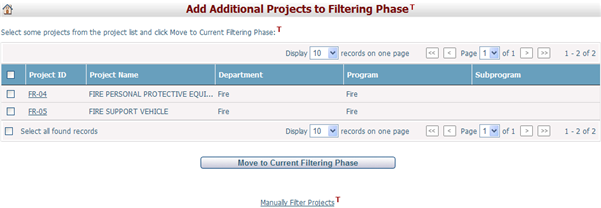 AddAdditionalProjectstoFilteringPhase