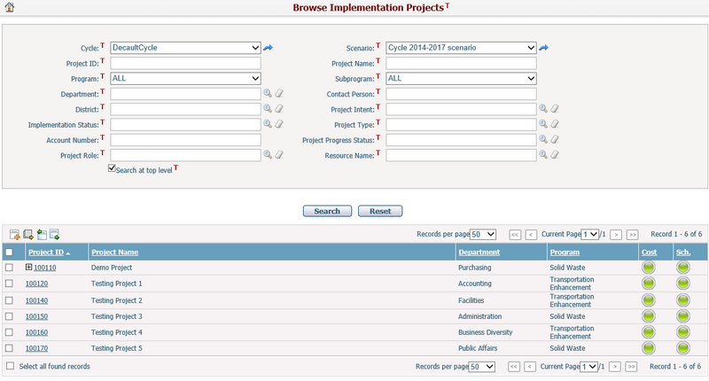 BrowseImplementationProjects