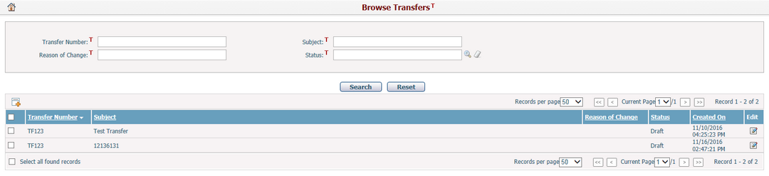 Browse Transfers