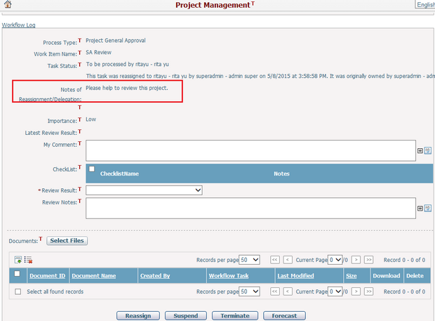 Workflow Process Section