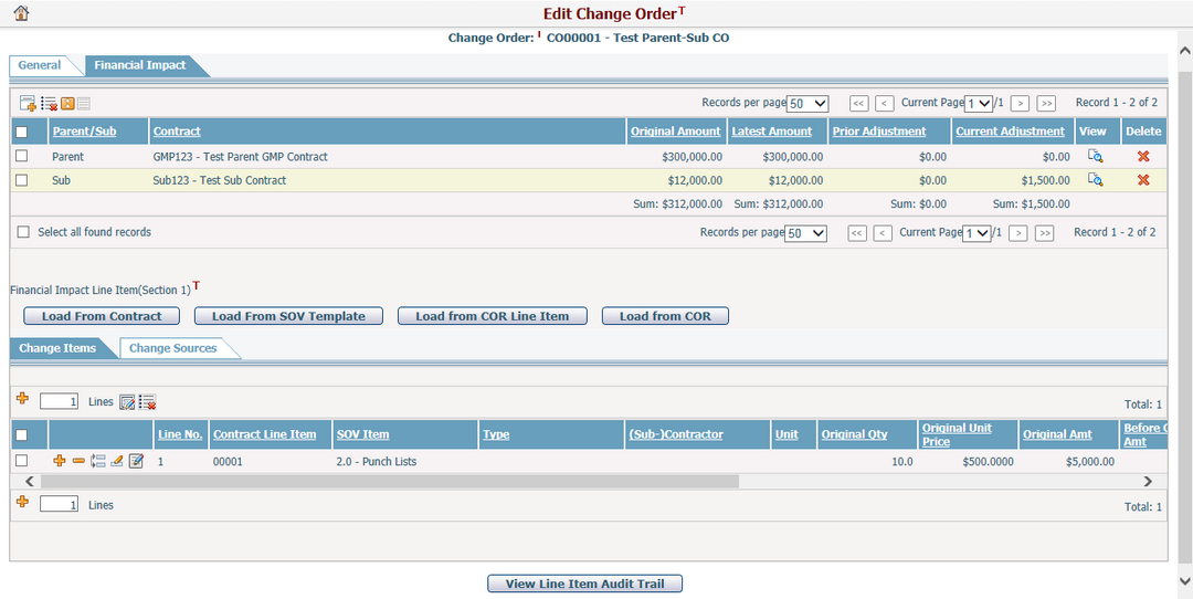 CO Financial Impact - Parent Sub - 2