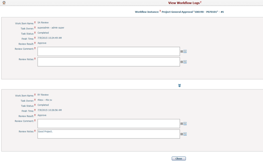 Completed Tasks Logs