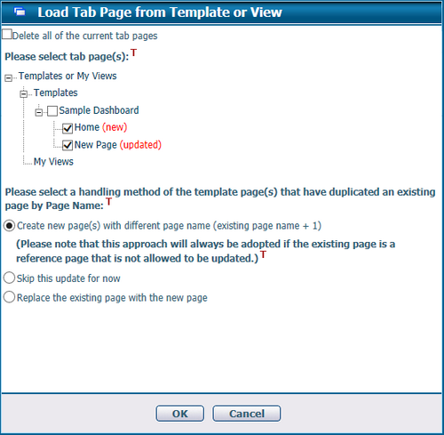 MyDashboard_Load Tab Page from Template or View