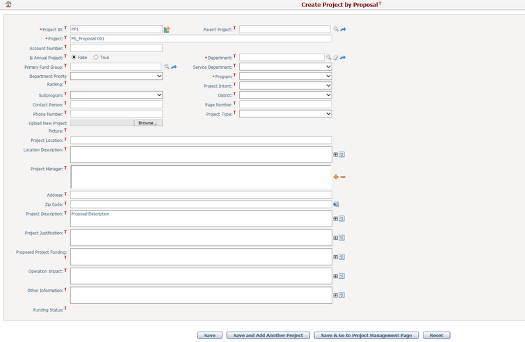 Create Project by Proposal