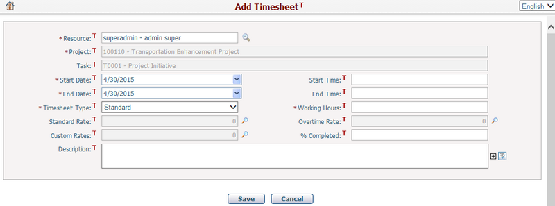 Add Project Schedule Timesheet