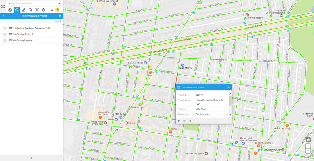 GIS Business Feature Info Panel