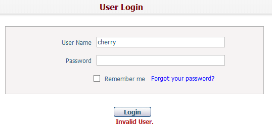 Forgot you password_invalid User