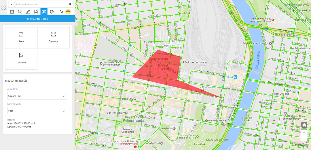 GIS Measure Area Result