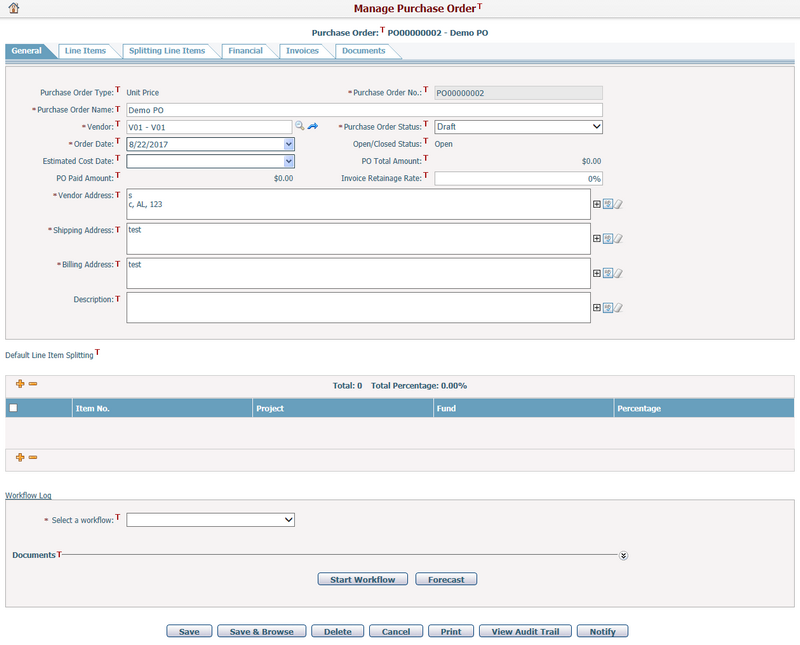 Manage Purchase Order