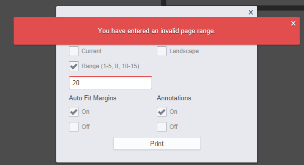 Print Invalid Page