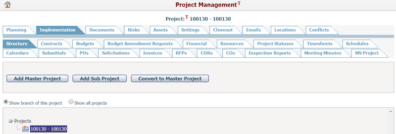 Project Management-project structure tab