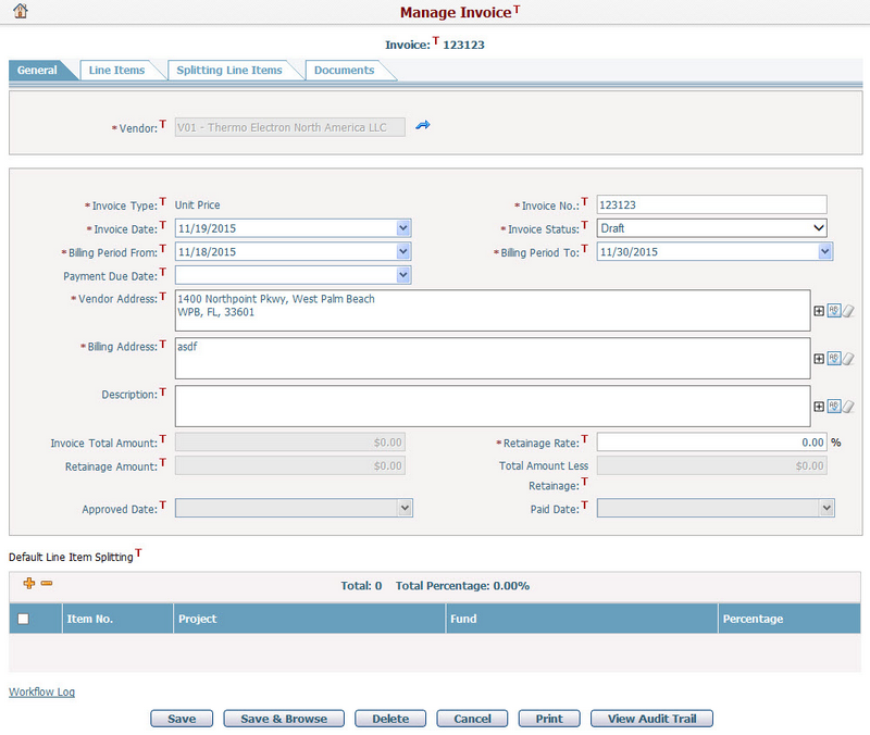 Manage Invoice General