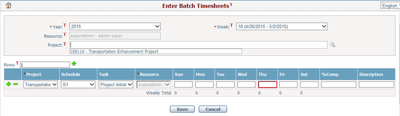 Enter Batch Timesheet