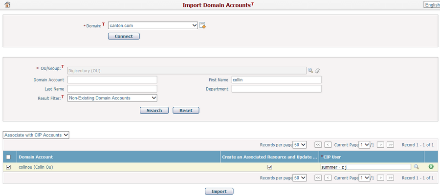 Import Domain Accounts_Non-Existing_Associate with CIP Accounts