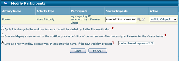 Save As New WF Process