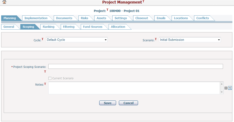 Add Project Scoping Scenario 660