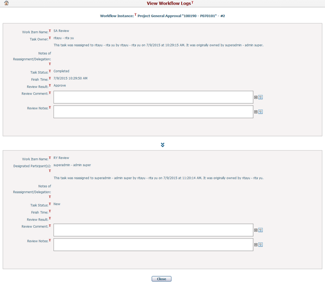 Workflow Task Reassignment Log