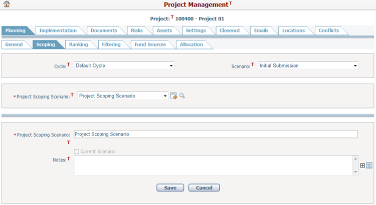 Edit Project Scoping Scenario 660