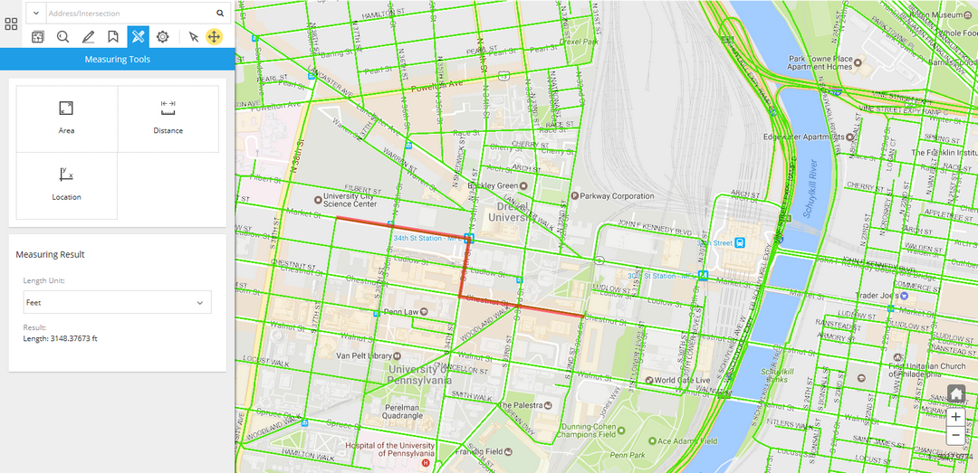 GIS Measure Distance Result