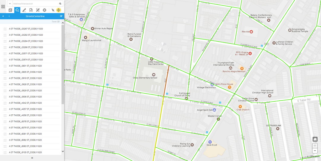 GIS Search Streets Results