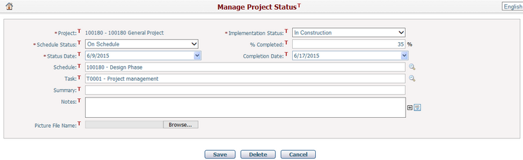 Manage Project Status