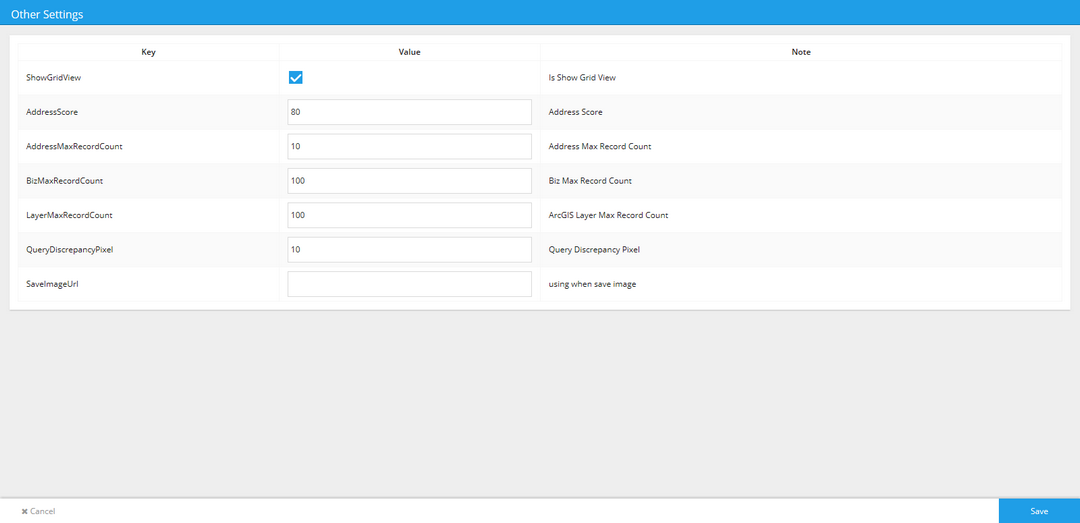 GIS Other Settings