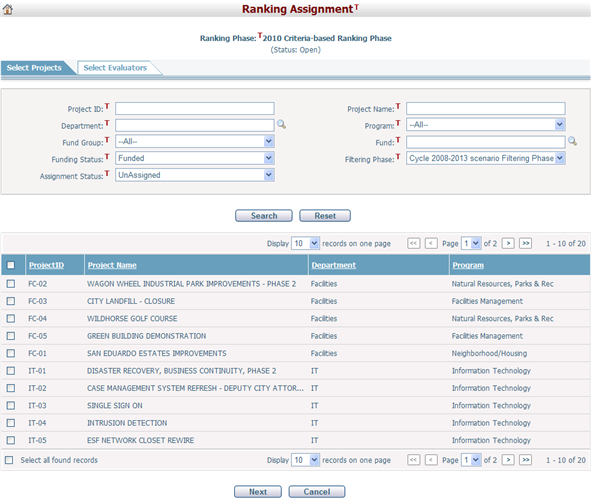 InitiateRanking_SelectProjects