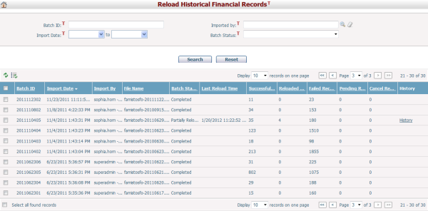 Re-loadHistoricalFinancialRecords