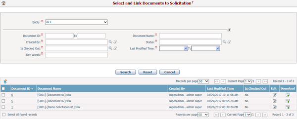 SelectAndLinkDocumentsToSolicitation